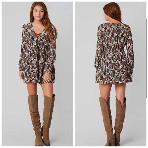 Free‎ People Stealing Fire Henley Dress - Picture 1 of 8